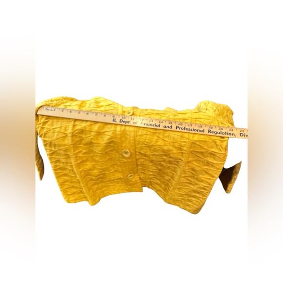 Chicos Size 2 Unique Yellow Button jacket with design - Picture 5 of 8